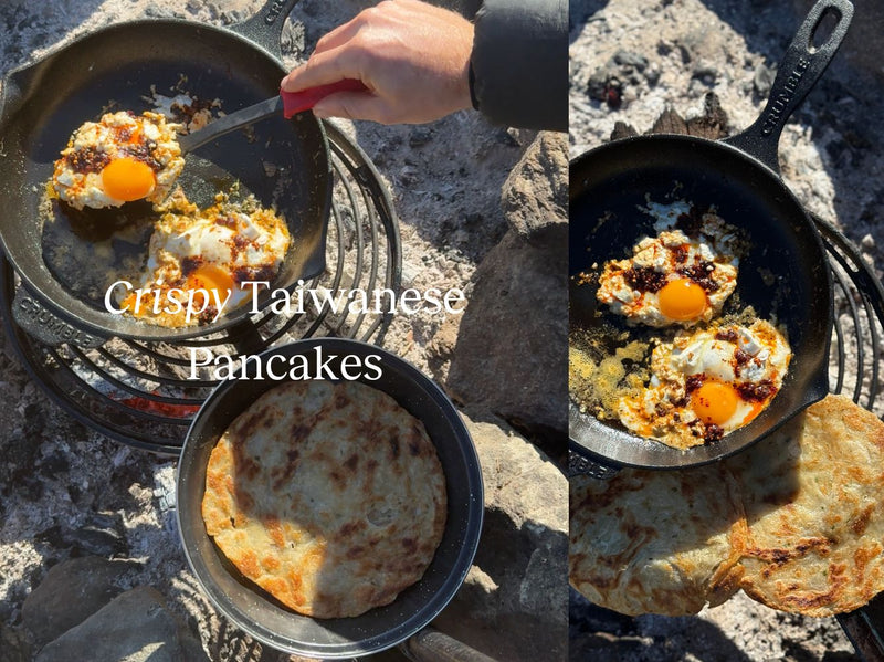 Crispy Taiwanese Pancakes with Chilli Feta Eggs
