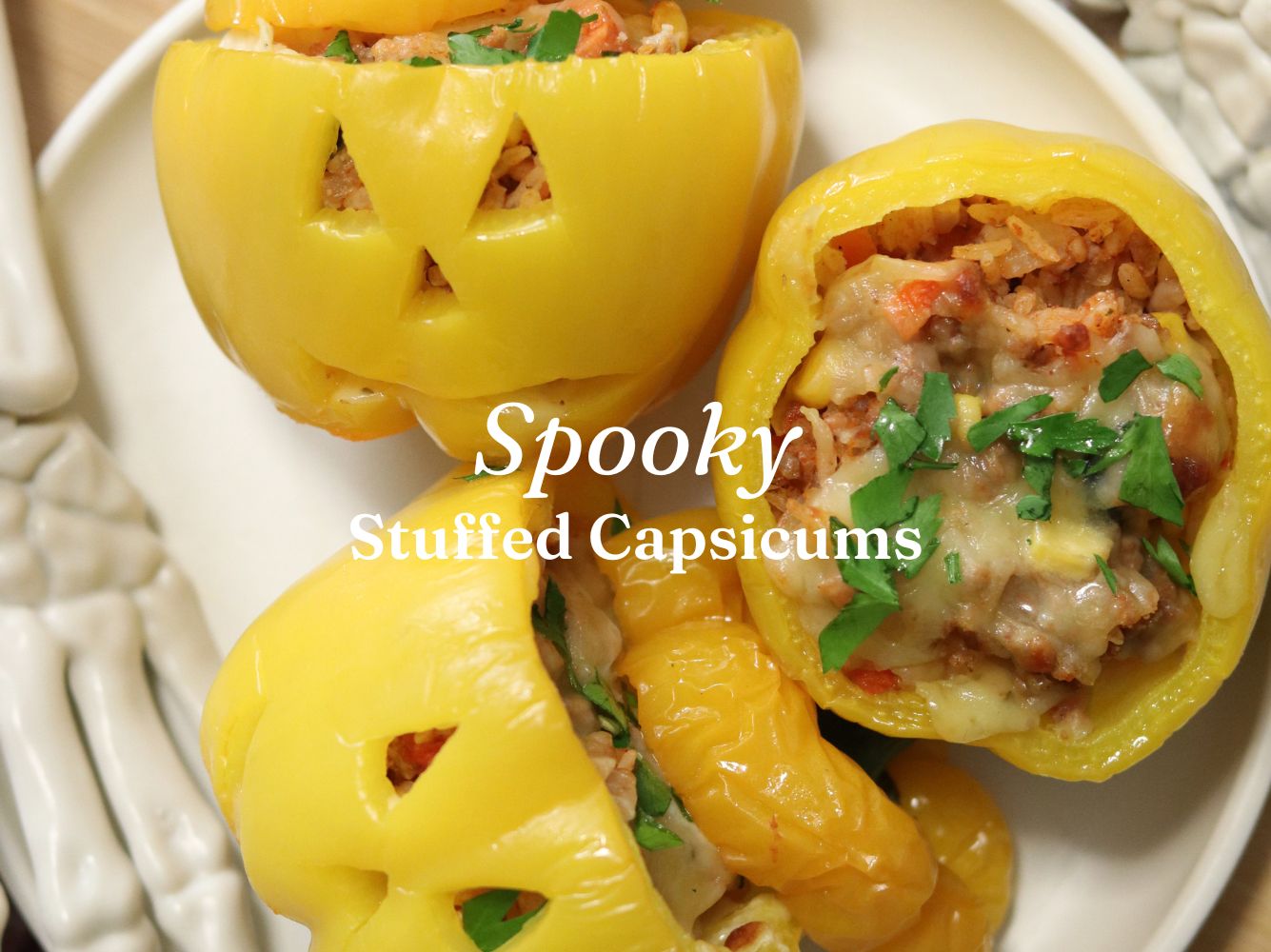 Spooky Stuffed Capcicums