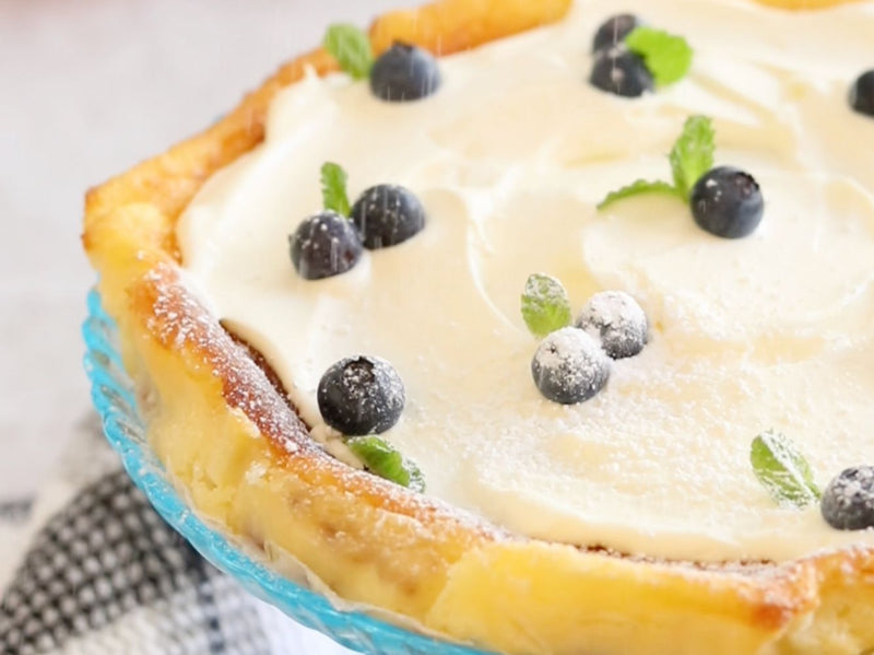Dutch Oven Blueberry Basque Cheesecake